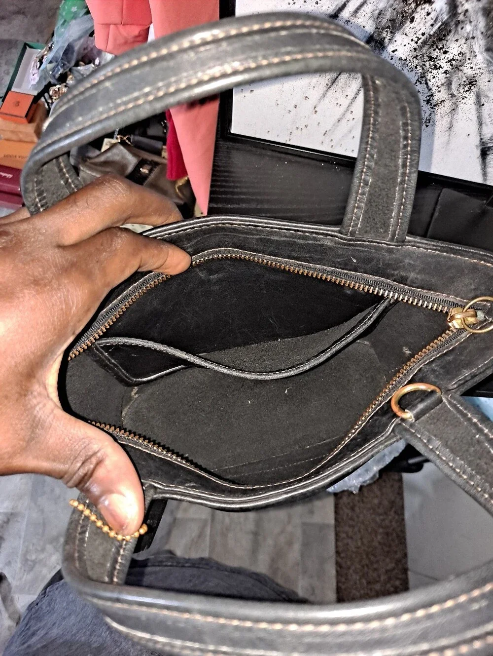 Coach Black Blecker Leather Tote with Top Handles